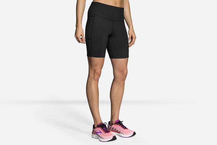 Womens Brooks Greenlight 7" Tight Bottoms Black | Clothing 7623-VHMED